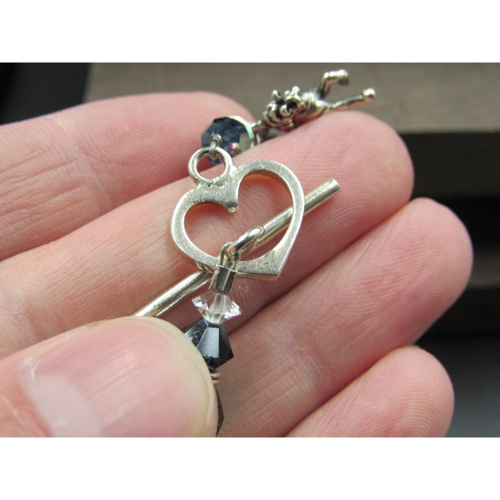 8" Sterling Silver Horse Charm Blue Glass Bracelet Vintage Wedding Engagement - Picture 7 of 9